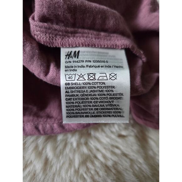 H&M Mauve long sleeved eyelet Blouse size 6 girls  NWT - Picture 7 of 8